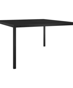 313099 Garden Table 130x130x72 cm Black Steel and Glass