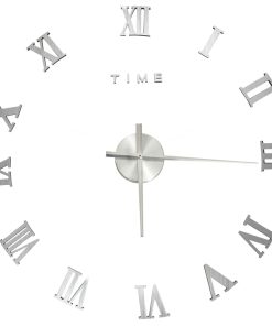 3D zidni sat moderni dizajn 100 cm XXL srebrni