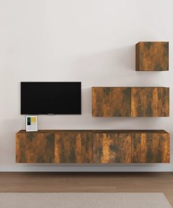 4-dijelni set TV ormarića boja dimljenog hrasta drveni