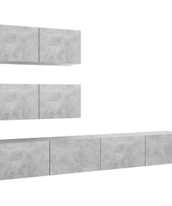 4-dijelni set TV ormarića siva boja betona od iverice