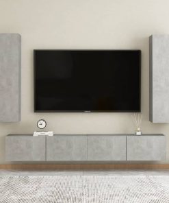 4-dijelni set TV ormarića siva boja betona od iverice