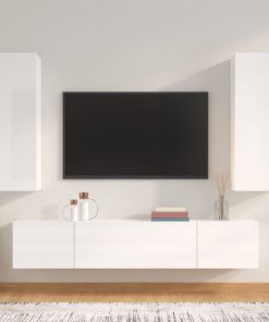 4-dijelni set TV ormarića sjajni bijeli drveni