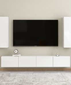 4-dijelni set TV ormarića visoki sjaj bijeli od iverice