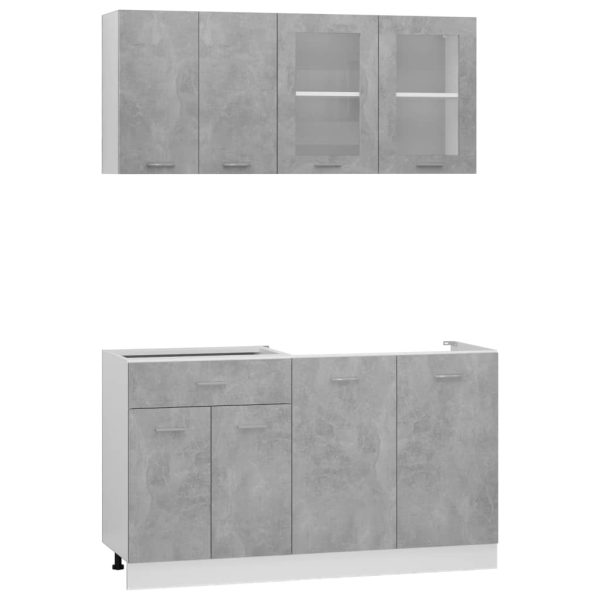 4-dijelni set kuhinjskih ormarića siva boja betona od iverice