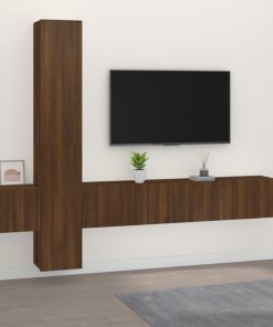 5-dijelni set TV ormarića boja smeđeg hrasta konstruirano drvo