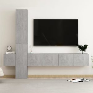 5-dijelni set TV ormarića siva boja betona od iverice