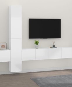 5-dijelni set TV ormarića sjajni bijeli konstruirano drvo