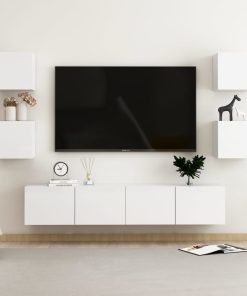 6-dijelni set TV ormarića visoki sjaj bijeli od iverice
