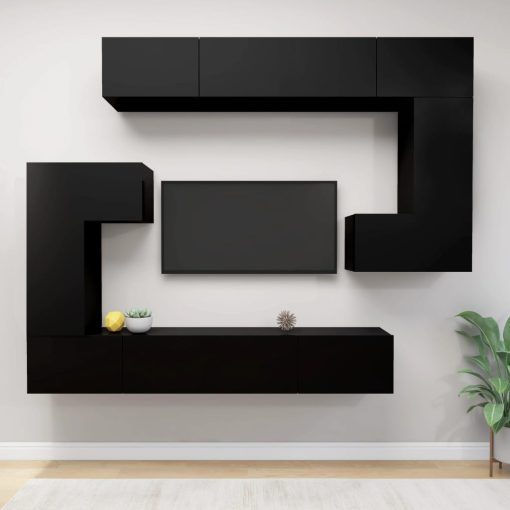 8-dijelni set TV ormarića crni od konstruiranog drva