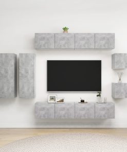 8-dijelni set TV ormarića siva boja betona od iverice