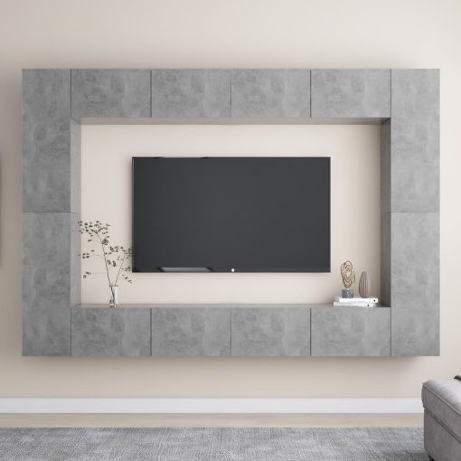 8-dijelni set TV ormarića siva boja betona od iverice