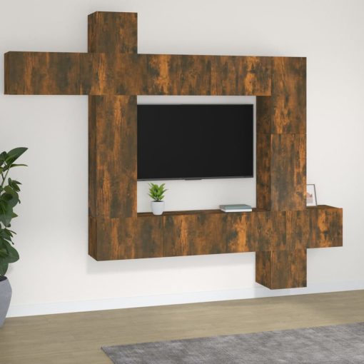 9-dijelni set TV ormarića boja dimljenog hrasta drveni
