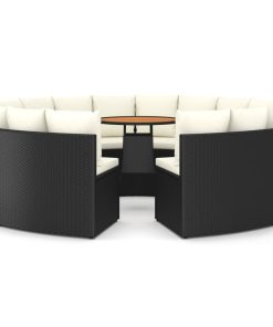 9-dijelni set vrtnih sofa od poliratana s jastucima crni