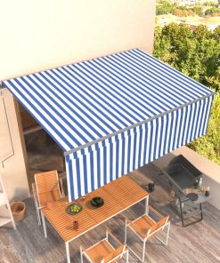 Automatska tenda na uvlačenje s roletom 4 x 3 m plavo-bijela