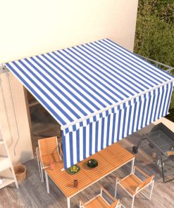 Automatska tenda na uvlačenje s roletom 4 x 3 m plavo-bijela
