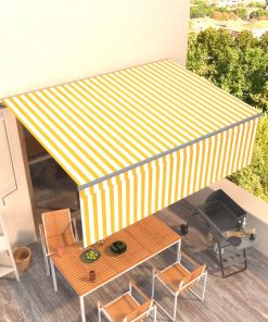 Automatska tenda na uvlačenje s roletom 4 x 3 m žuto-bijela