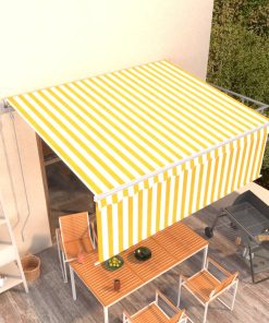 Automatska tenda na uvlačenje s roletom 4 x 3 m žuto-bijela