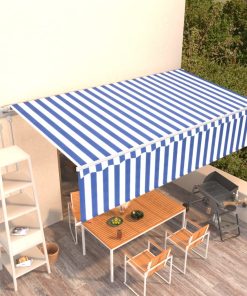 Automatska tenda na uvlačenje s roletom 6 x 3 m plavo-bijela