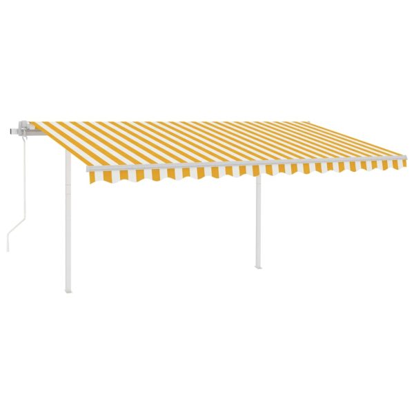 Automatska tenda na uvlačenje sa stupovima 4 x 3 m žuto-bijela