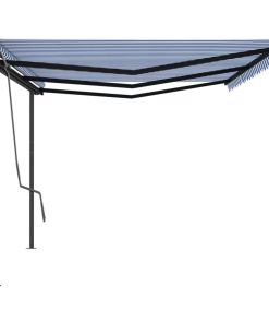 Automatska tenda na uvlačenje sa stupovima 6 x 3 m plavo-bijela
