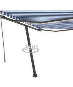 Automatska tenda sa senzorom LED 350 x 250 cm plavo-bijela