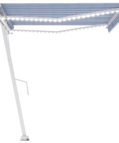 Automatska tenda sa senzorom LED 450 x 300 cm plavo-bijela