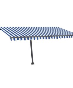 Automatska tenda sa senzorom LED 450 x 350 cm plavo-bijela