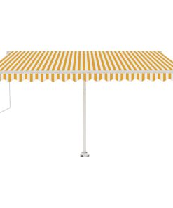 Automatska tenda sa senzorom LED 450 x 350 cm žuto-bijela