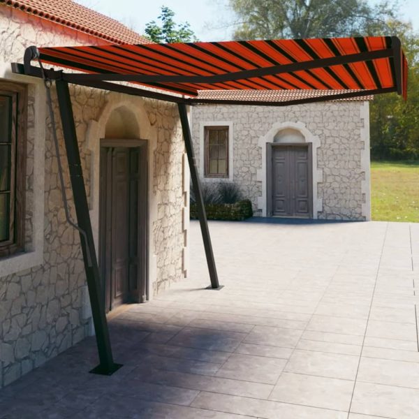 Automatska tenda sa stupovima 4 x 3 m narančasto-smeđa