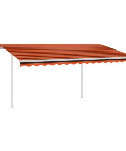 Automatska tenda sa stupovima 4 x 3 m narančasto-smeđa