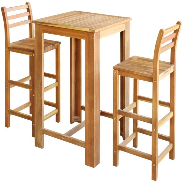Barski stol i stolice set 3 komada od masivnog drva akacije