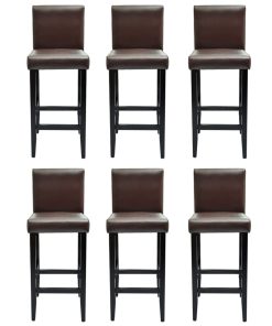 Barski stolci od umjetne kože 6 kom tamnosmeđi