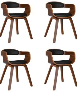 Blagovaonska stolica 4 kom crna savijeno drvo i umjetna koža