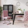 Blagovaonske stolice 2 kom roze 53x52x98 cm od baršuna i čelika