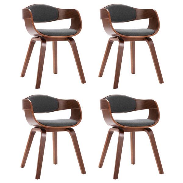 Blagovaonske stolice 4 kom od savijenog drva i sive tkanine
