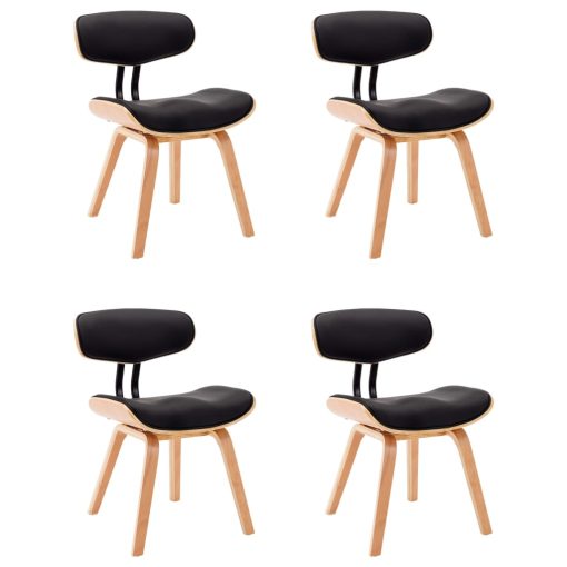 Blagovaonske stolice 4 kom savijeno drvo i umjetna koža crne