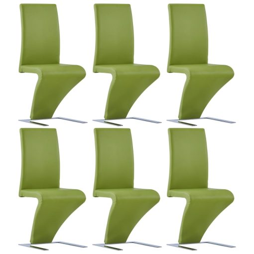Blagovaonske stolice cik-cak oblika od umjetne kože 6 kom zelene