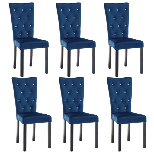 Blagovaonske stolice od baršuna 6 kom tamnoplave