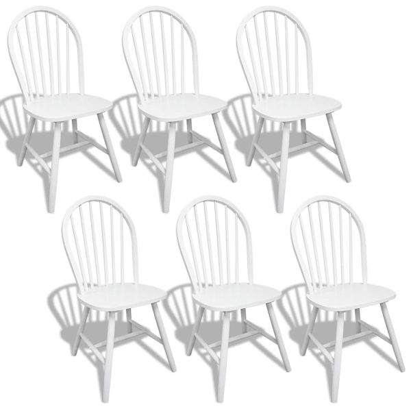 Blagovaonske stolice od masivnog drva kaučukovca 6 kom bijele