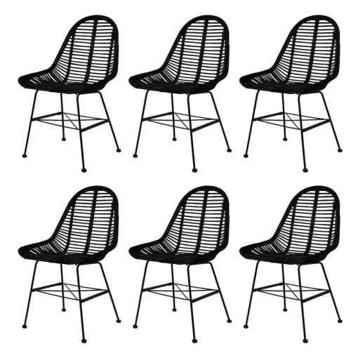 Blagovaonske stolice od prirodnog ratana 6 kom crne