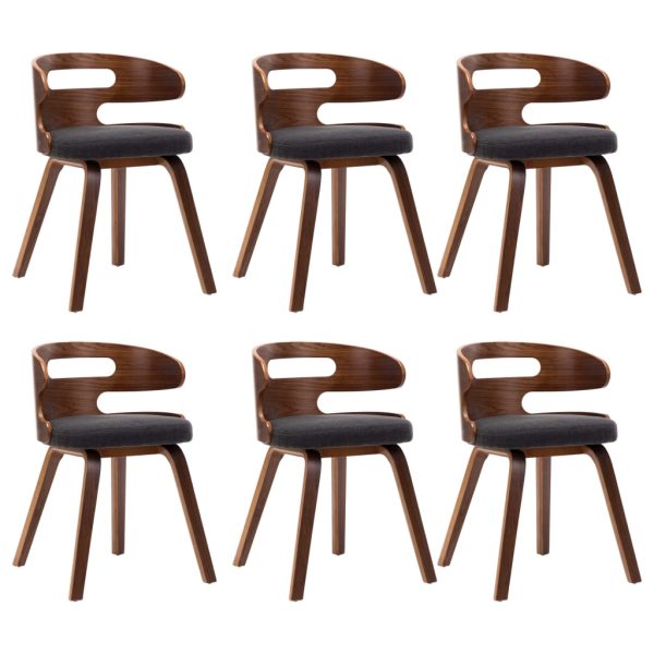 Blagovaonske stolice od savijenog drva i tkanine 6 kom tamnosive