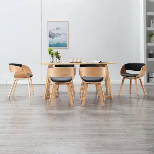 Blagovaonske stolice od savijenog drva i umjetne kože 6 kom crne