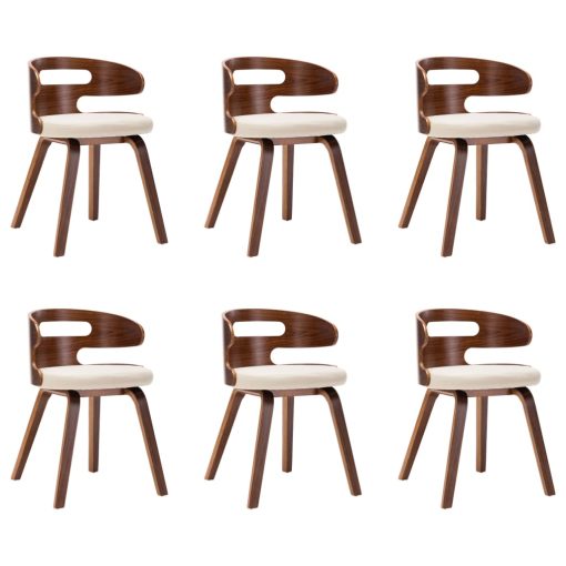 Blagovaonske stolice od savijenog drva i umjetne kože 6 kom krem