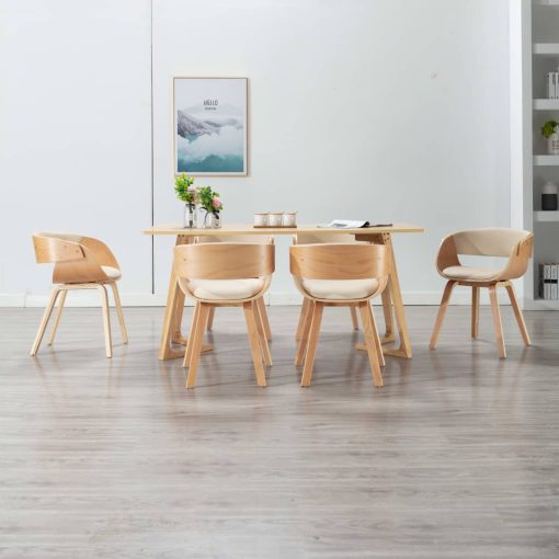 Blagovaonske stolice od savijenog drva i umjetne kože 6 kom krem