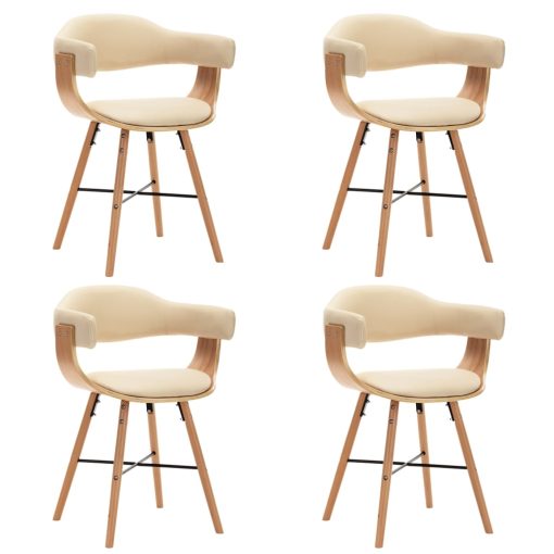 Blagovaonske stolice od umjetne kože i drva 4 kom krem