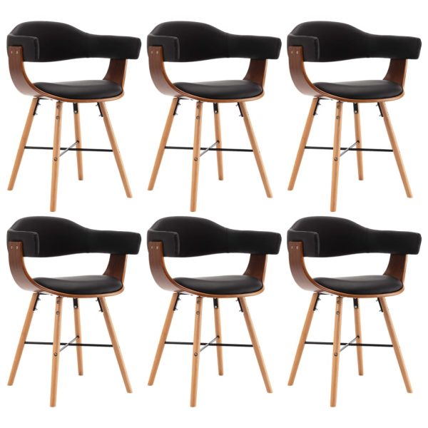 Blagovaonske stolice od umjetne kože i drva 6 kom crne