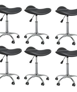 Blagovaonske stolice od umjetne kože okretne 6 kom crne