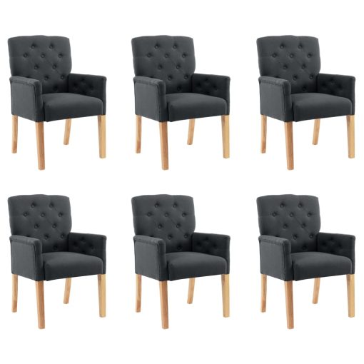 Blagovaonske stolice s naslonima za ruke 6 kom sive od tkanine