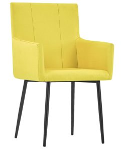 Blagovaonske stolice s naslonima za ruke 6 kom žute od tkanine