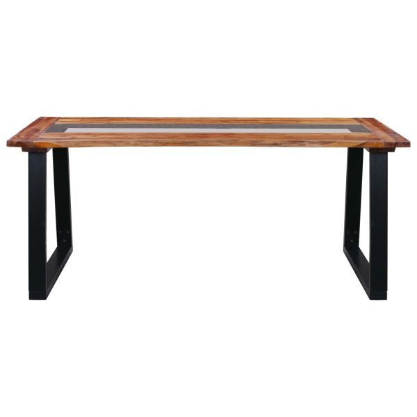 Blagovaonski stol 180 x 90 x 75 cm od bagremovog drva i stakla
